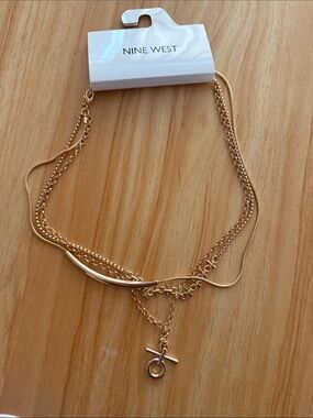 Nine West Gold-Tone Layered Toggle Pendant Necklace